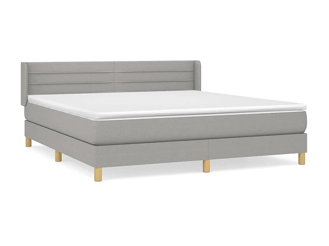 Ensemble complet boxspring - 180x200 cm + sommier tapissier + matelas Gris clair Tissu SRGW13440