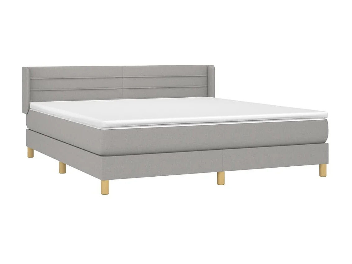 Ensemble complet boxspring - 180x200 cm + sommier tapissier + matelas Gris clair Tissu SRGW13440