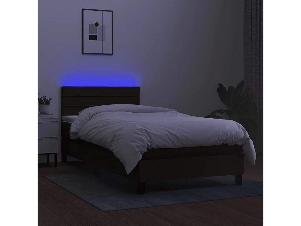 Ensemble complet boxspring - 80x200 cm + sommier à lattes de lit + matelas + LED Noir Tissu SRGW71260