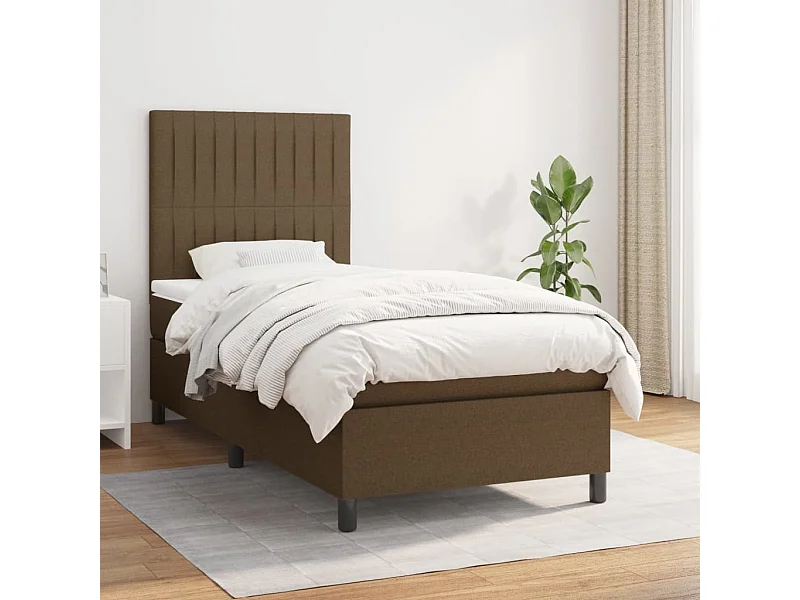 Cama continental com molas+ colchão 80x200 cm tecido castanho-escuro PT921868