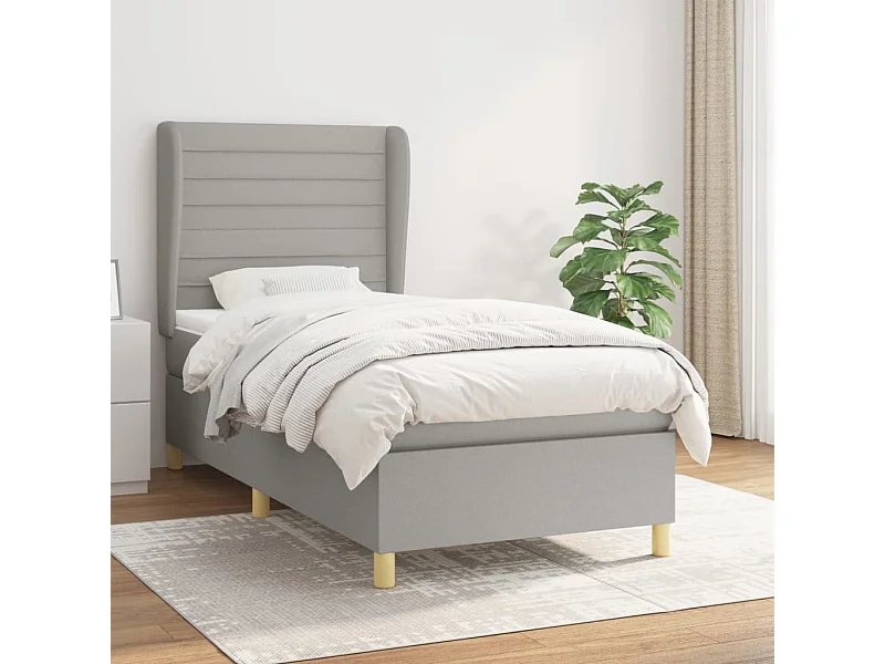 Cama continental com molas+ colchão 80x200 cm tecido cinza-claro PT994903