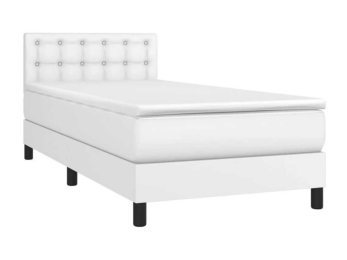 Ensemble complet boxspring - 90x200 cm + sommier à lattes de lit + matelas + LED Blanc SRGW30391