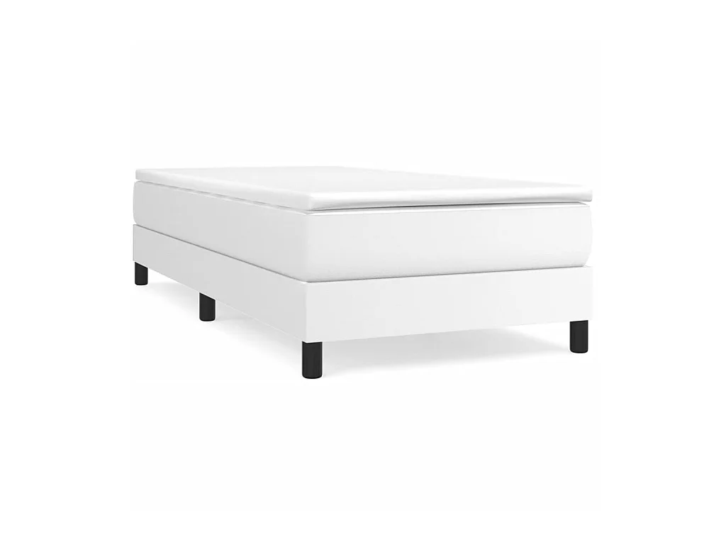 Ensemble complet boxspring - 90x200 cm + sommier tapissier + matelas Blanc Similicuir SRGW91986
