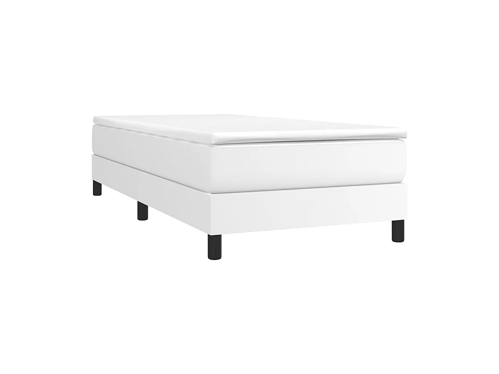 Ensemble complet boxspring - 90x200 cm + sommier tapissier + matelas Blanc Similicuir SRGW91986