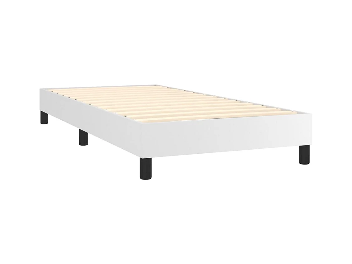 Ensemble complet boxspring - 90x200 cm + sommier tapissier + matelas Blanc Similicuir SRGW91986
