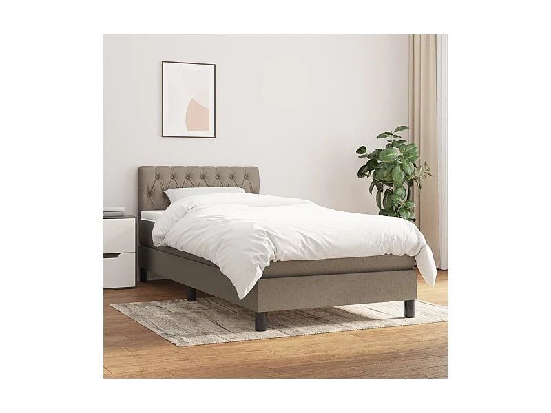 Ensemble complet boxspring - 90x200 cm + sommier tapissier + matelas Taupe Tissu SRGW89923