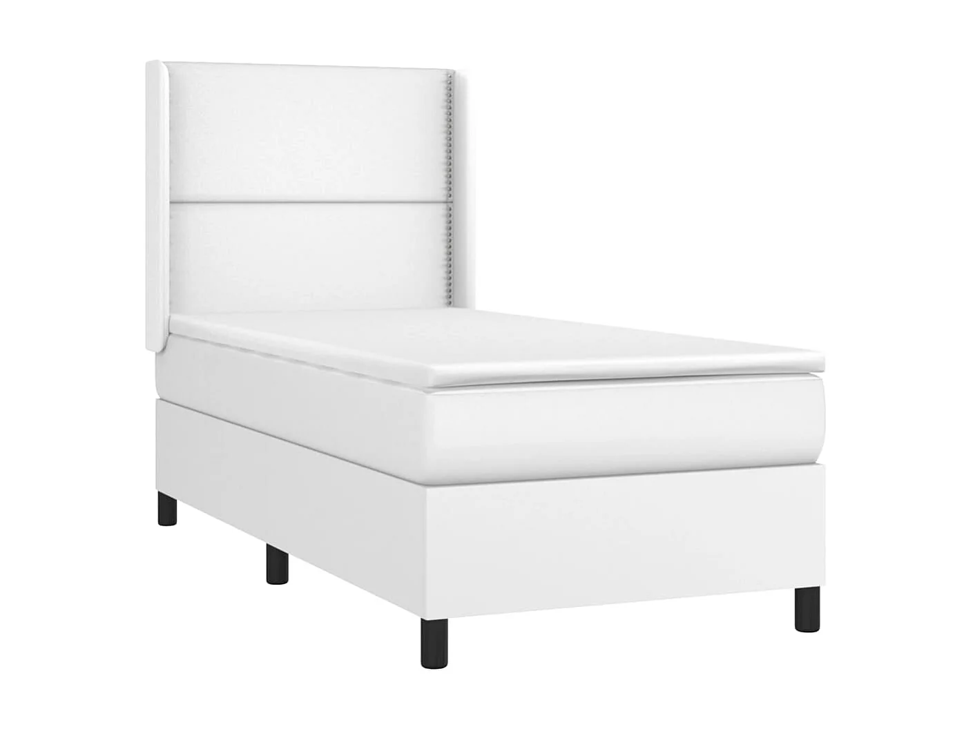 Cama continental c/ colchão/LED 80x200cm couro artificial branco PT418222