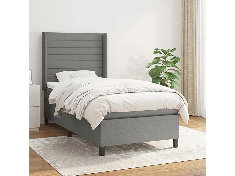 Boxspringbett mit Matratze,Bett für Schlafzimmer Dunkelgrau 90x190 cm Stoff -CFW84208