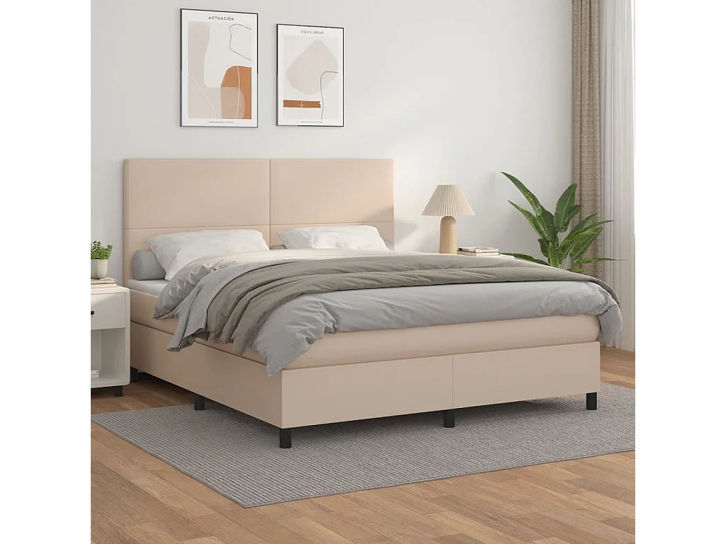 Ensemble complet boxspring - 160x200 cm + sommier tapissier + matelas Cappuccino SRGW48058