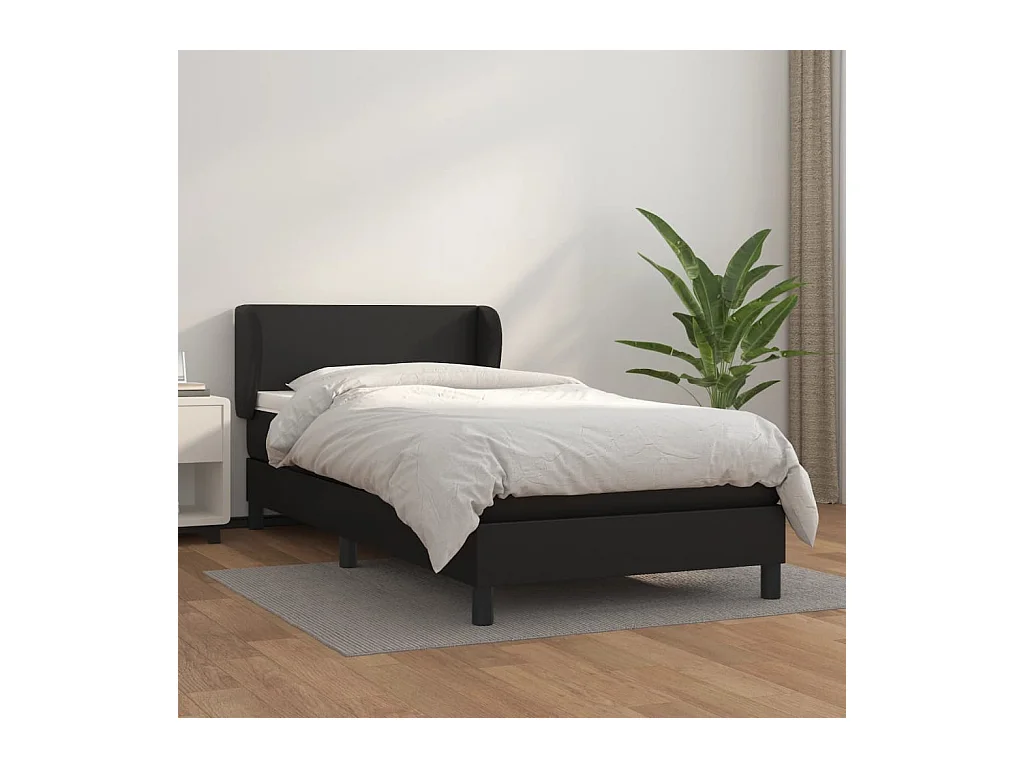 Ensemble complet boxspring - 80x200 cm + sommier tapissier + matelas Noir Similicuir SRGW21827
