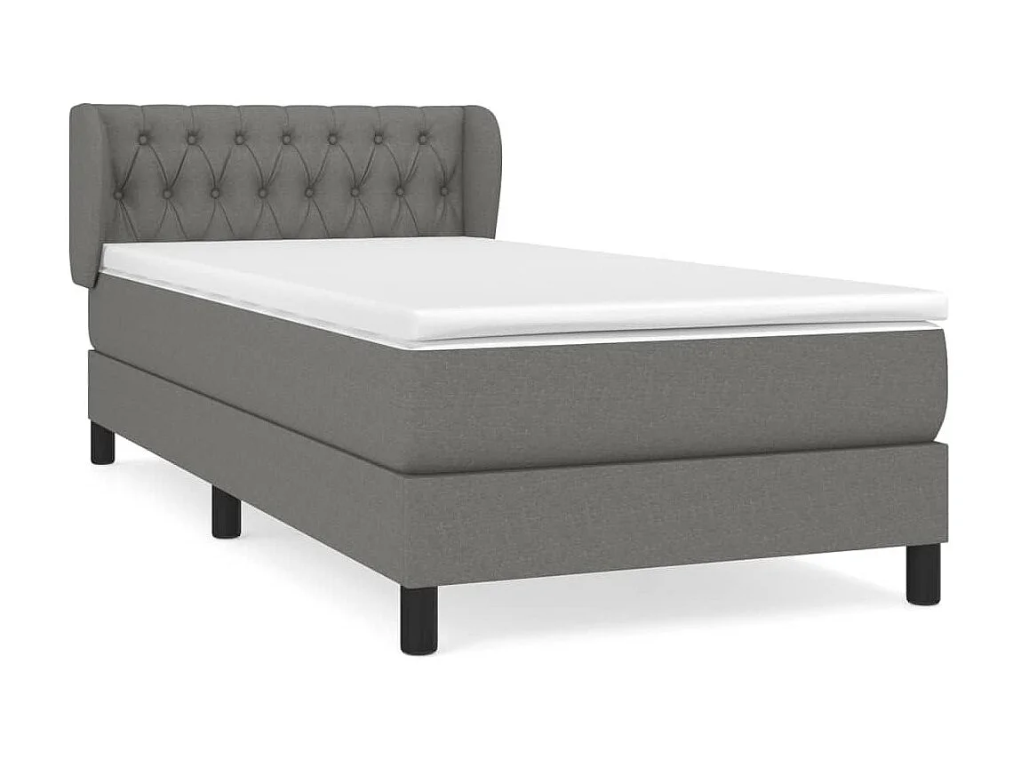 Cama continental com molas+ colchão 90x200 cm tecido cinzento-escuro PT769747