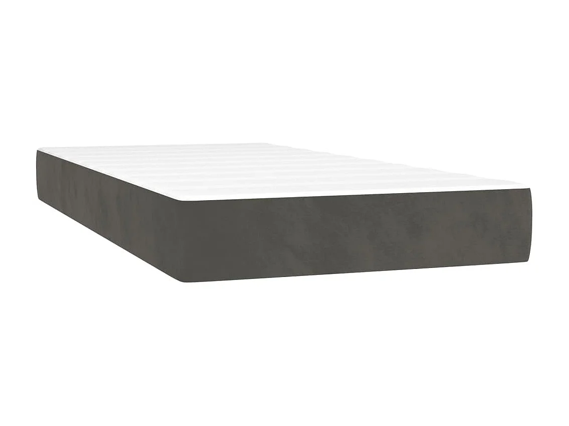 Cama continental com molas+ colchão 100x200 cm veludo cinza-escuro PT737442