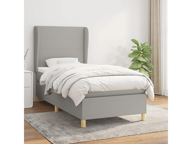 Boxspringbett mit Matratze,Bett für Schlafzimmer Hellgrau 90x200 cm Stoff -CFW20644