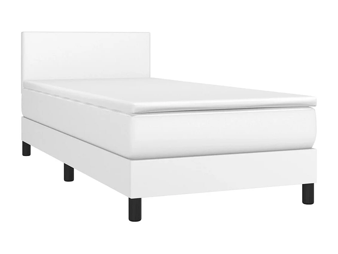 Ensemble complet boxspring - 90x190 cm + sommier tapissier + matelas Blanc Similicuir SRGW58443