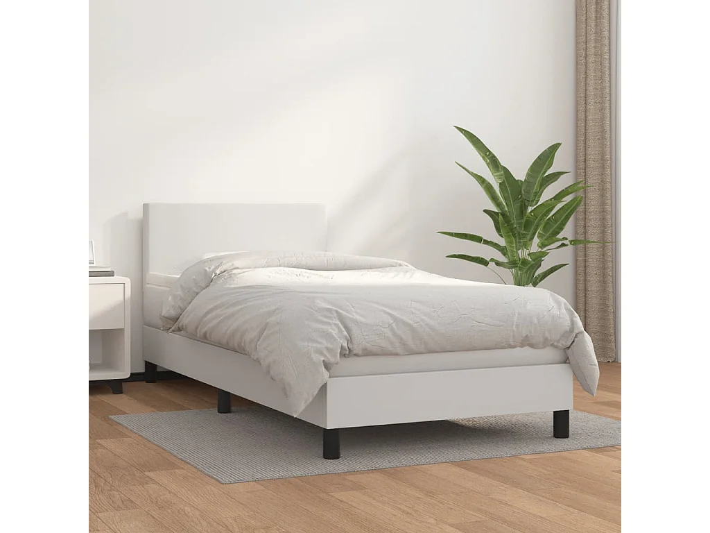 Boxspring met matras kunstleer wit 90x190 cm NL87156