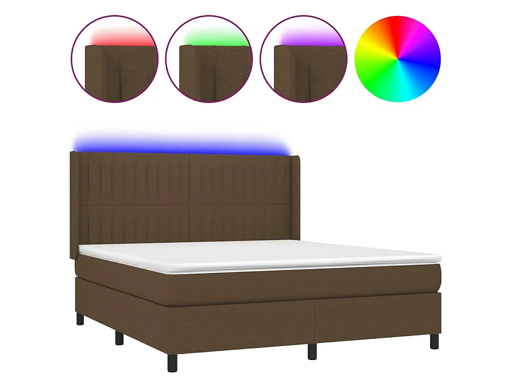 LED-Boxspringbett mit Matratze,Bett für Schlafzimmer Dunkelbraun 160x200 cm Stoff -CFW39116