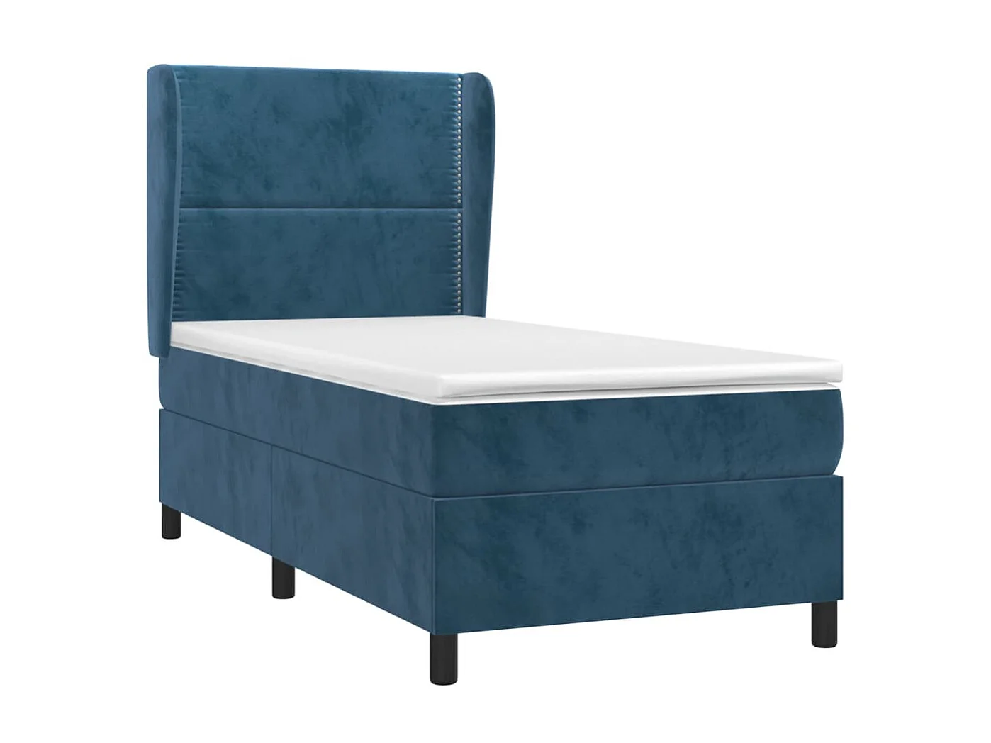 Cama continental com molas+ colchão 90x190 cm veludo azul-escuro PT732438
