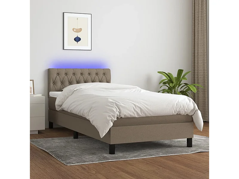 LED-Boxspringbett mit Matratze,Bett für Schlafzimmer Taupe 100x200 cm Stoff -CFW61637
