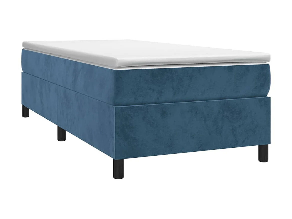 Conjunto Boxspring - 90x200 cm + Somieres + colchón terciopelo azul oscuro ES41312