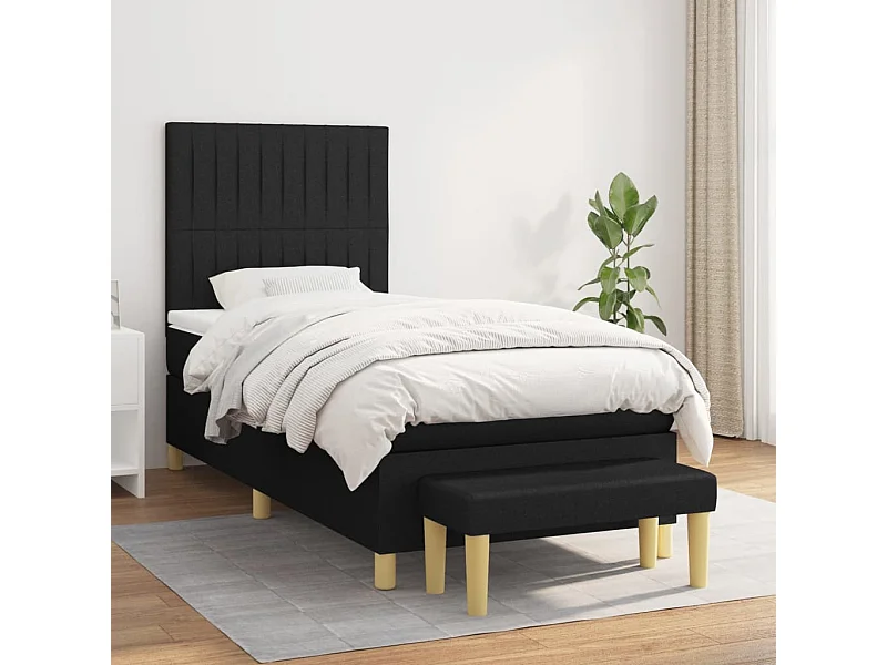 Conjunto Boxspring - 80x200 cm + Somieres + colchón tela negro ES38045
