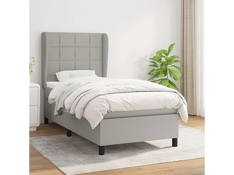 Cama continental com molas+ colchão 90x190 cm tecido cinzento-claro PT867112