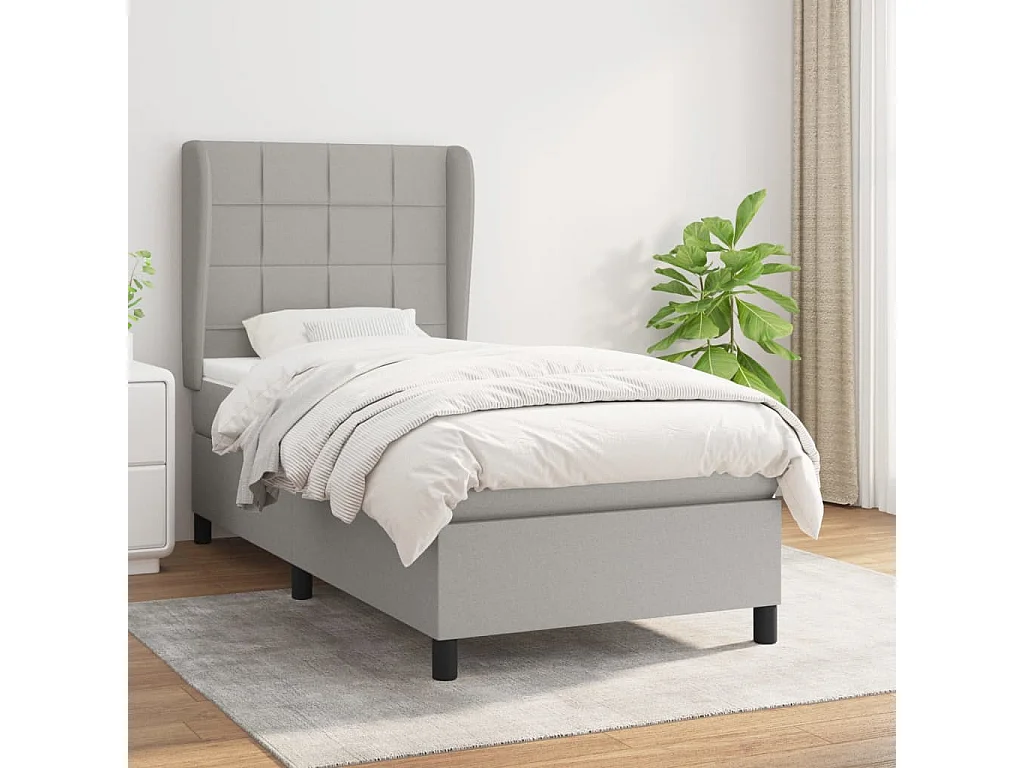 Cama continental com molas+ colchão 90x190 cm tecido cinzento-claro PT867112