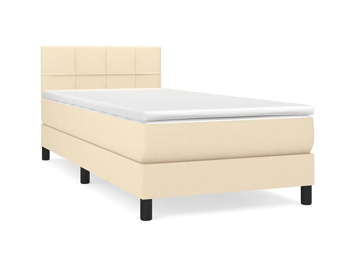 Ensemble complet boxspring - 100x200 cm + sommier tapissier + matelas Crème Tissu SRGW36759