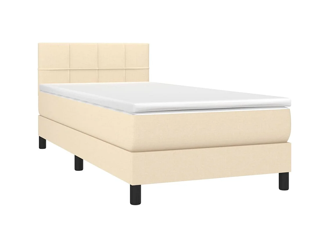 Ensemble complet boxspring - 100x200 cm + sommier tapissier + matelas Crème Tissu SRGW36759