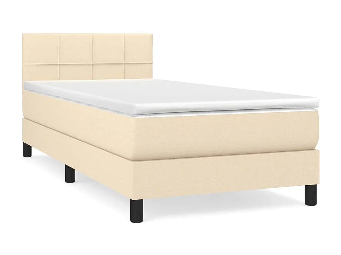 Ensemble complet boxspring - 100x200 cm + sommier tapissier + matelas Crème Tissu SRGW36759
