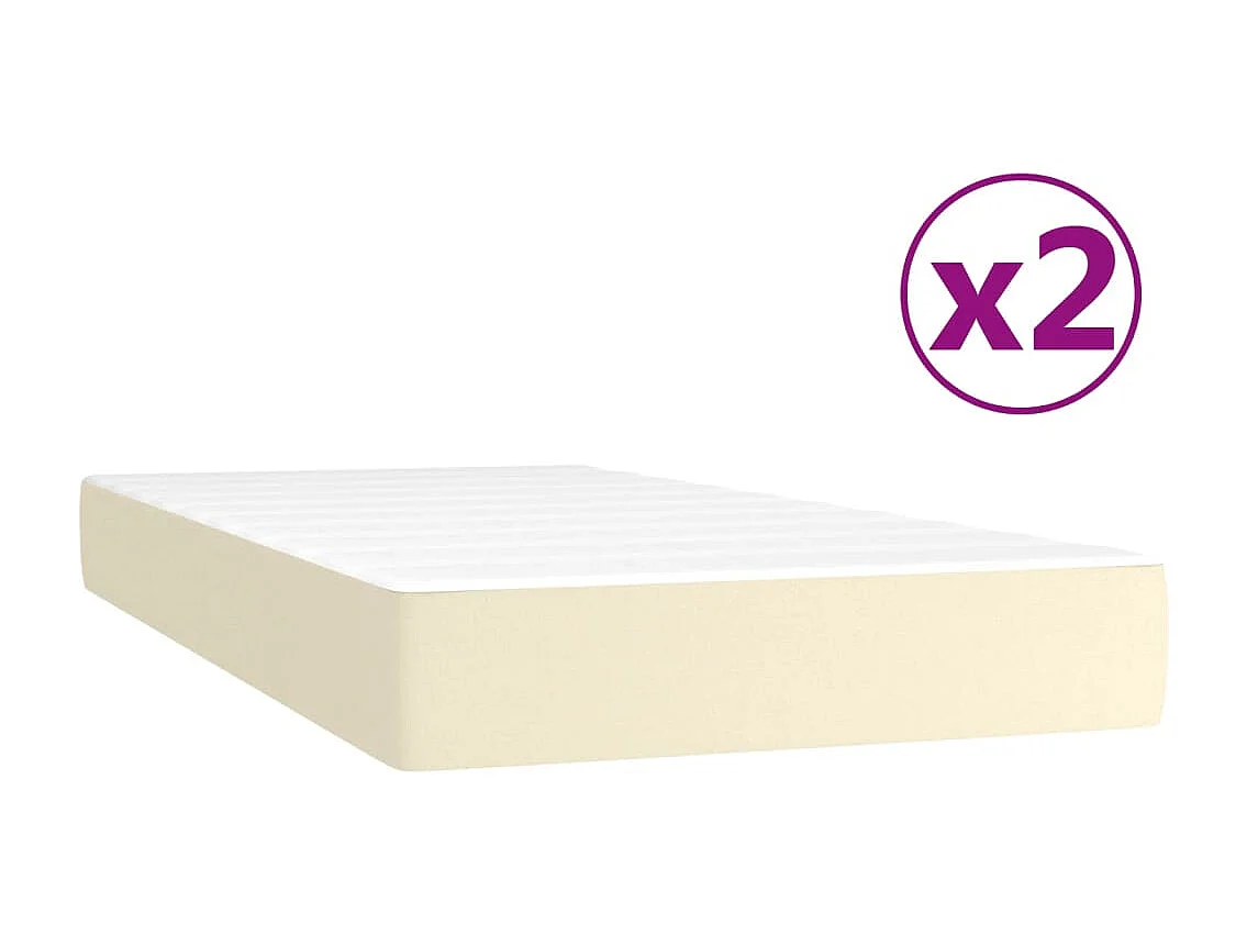 Ensemble complet boxspring - 200x200 cm + sommier tapissier + matelas Crème Similicuir SRGW70013