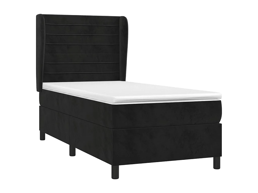 Boxspringbett mit Matratze,Bett für Schlafzimmer Schwarz 90x200 cm Samt -CFW37808