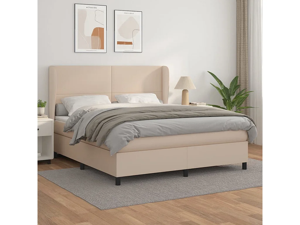 Ensemble complet boxspring - 160x200 cm + sommier tapissier + matelas Cappuccino SRGW97100