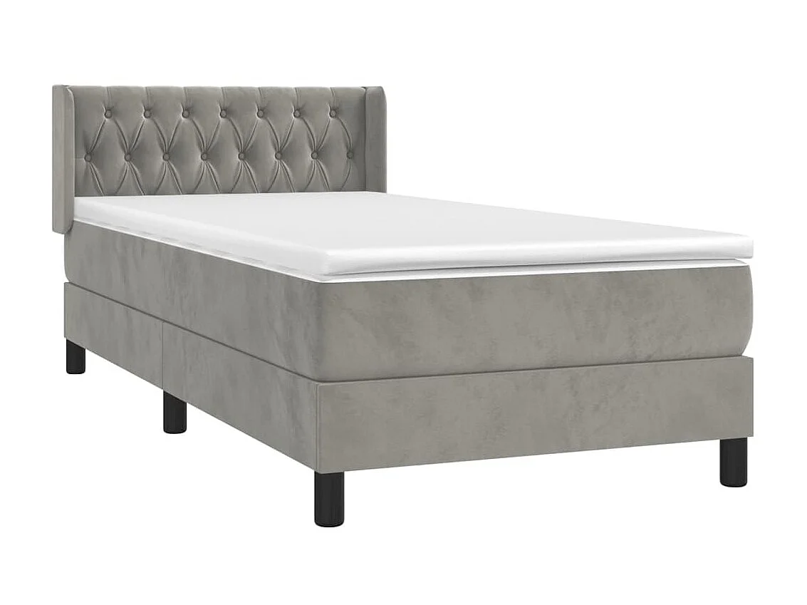Conjunto Boxspring - 90x190 cm + Somieres + colchón terciopelo gris claro ES35763
