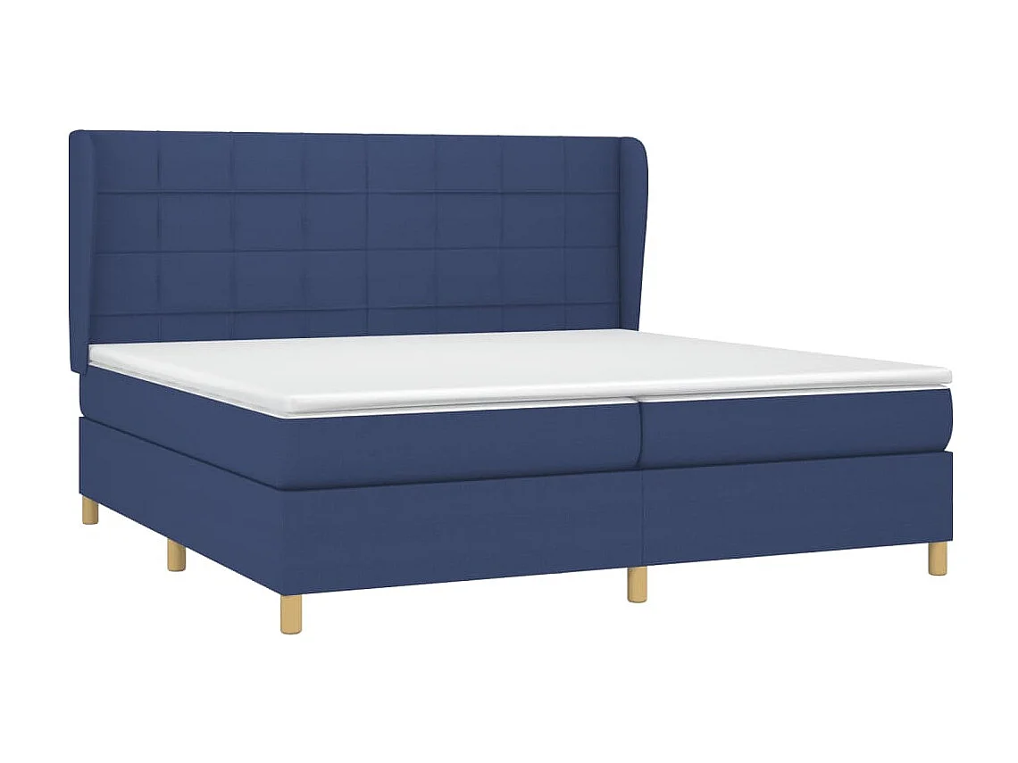 Ensemble complet boxspring - 200x200 cm + sommier tapissier + matelas Bleu Tissu SRGW51431