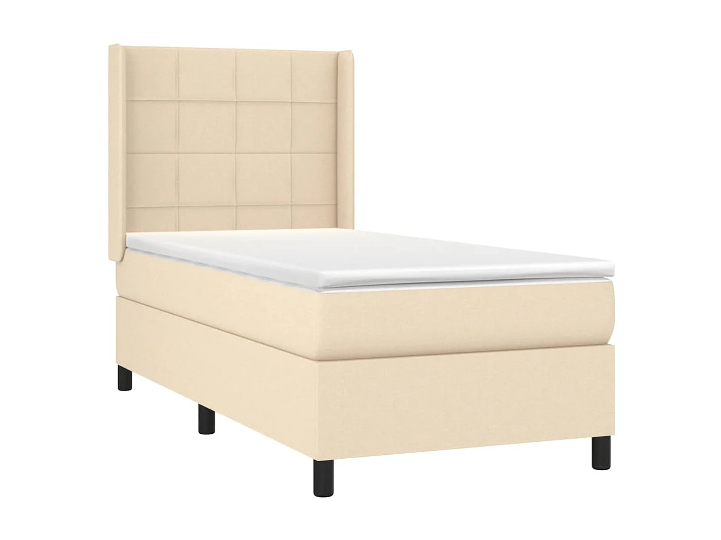 Conjunto Boxspring - 90x200 cm + Somieres + colchón tela color crema ES39281