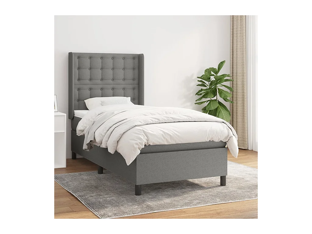 Boxspringbett mit Matratze,Bett für Schlafzimmer Dunkelgrau 80x200 cm Stoff -CFW10189