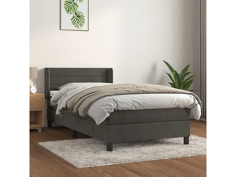 Boxspringbett mit Matratze,Bett für Schlafzimmer Dunkelgrau 90x200 cm Samt -CFW83620
