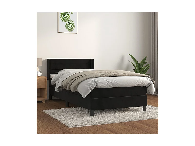Boxspringbett mit Matratze,Bett für Schlafzimmer Schwarz 90x190 cm Samt -CFW59034