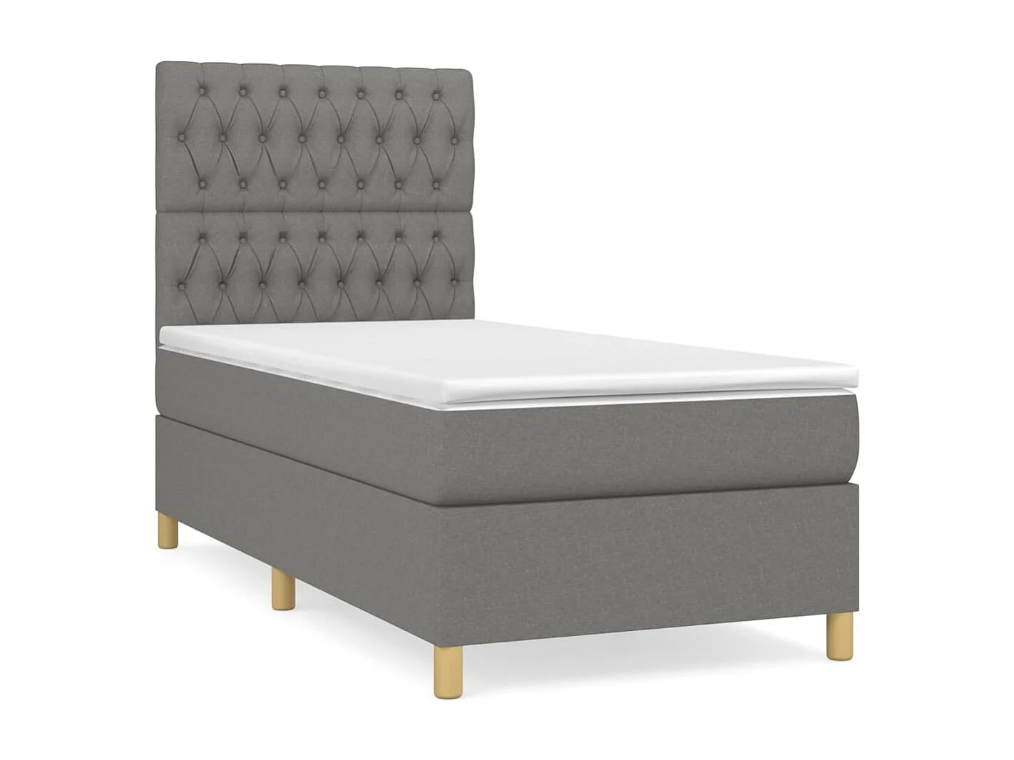 Cama continental com molas+ colchão 90x190 cm tecido cinza-escuro PT678851