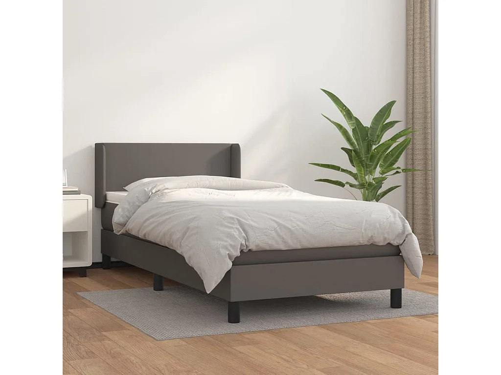 Boxspringbett mit Matratze,Bett für Schlafzimmer Grau 90x200 cm Kunstleder -CFW90292