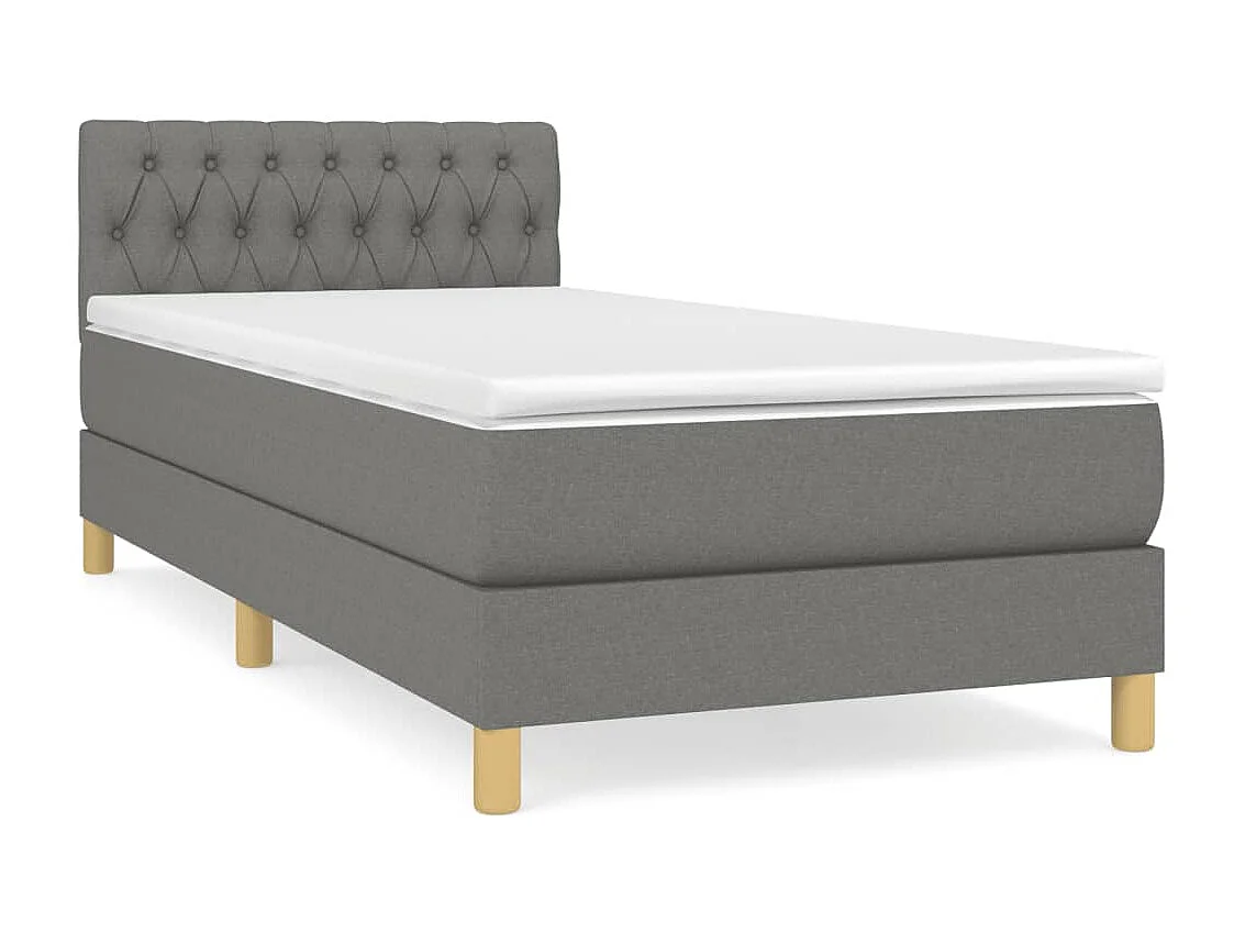 Ensemble complet boxspring - 90x200 cm + sommier tapissier + matelas Gris foncé Tissu SRGW88519