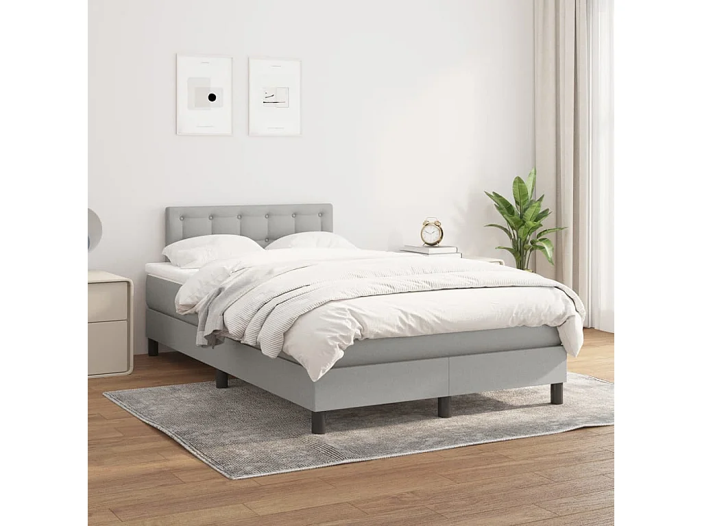 Boxspringbett mit Matratze,Bett für Schlafzimmer Hellgrau 120x200 cm Stoff -CFW44338