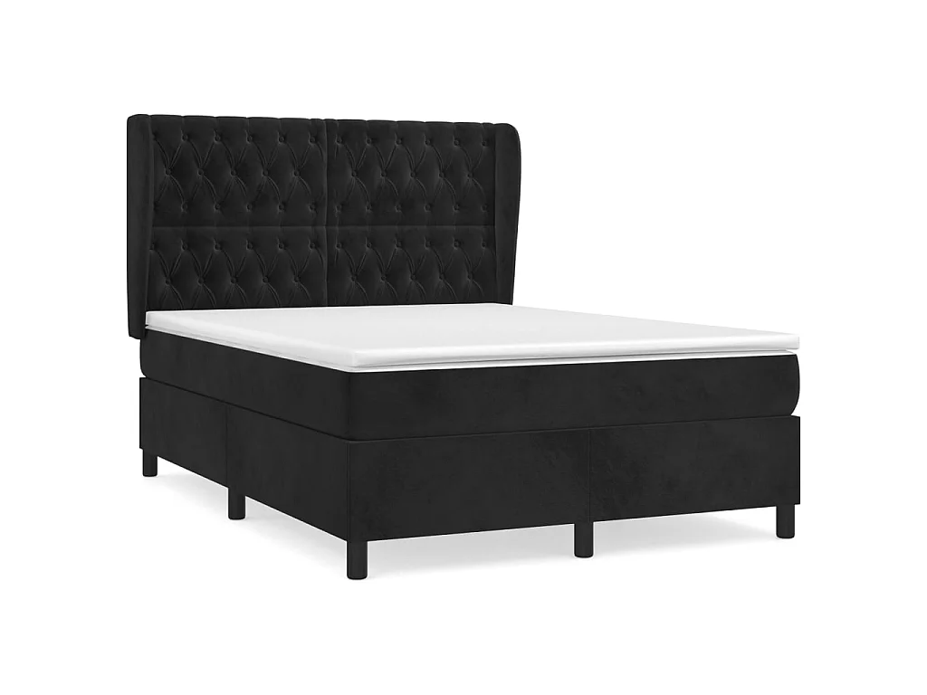 Ensemble complet boxspring - 140x190 cm + sommier tapissier + matelas Noir Velours SRGW11570
