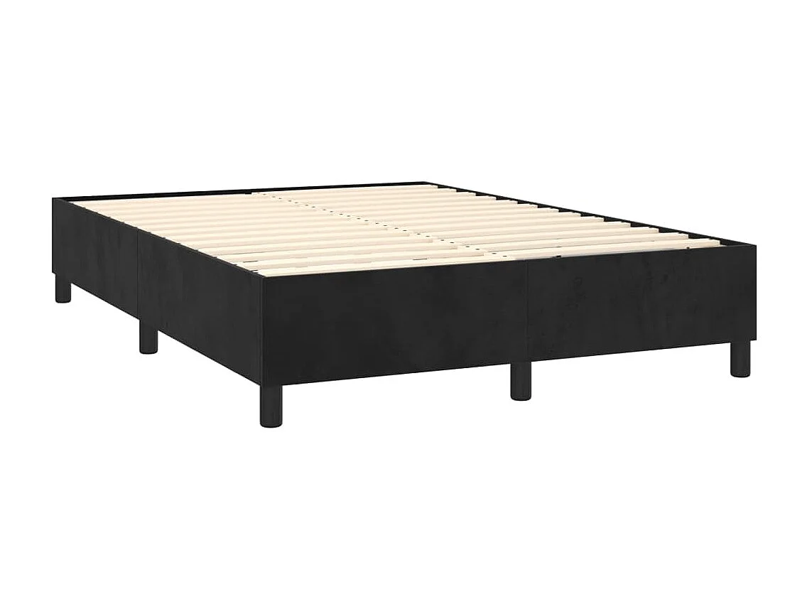 Ensemble complet boxspring - 140x190 cm + sommier tapissier + matelas Noir Velours SRGW11570