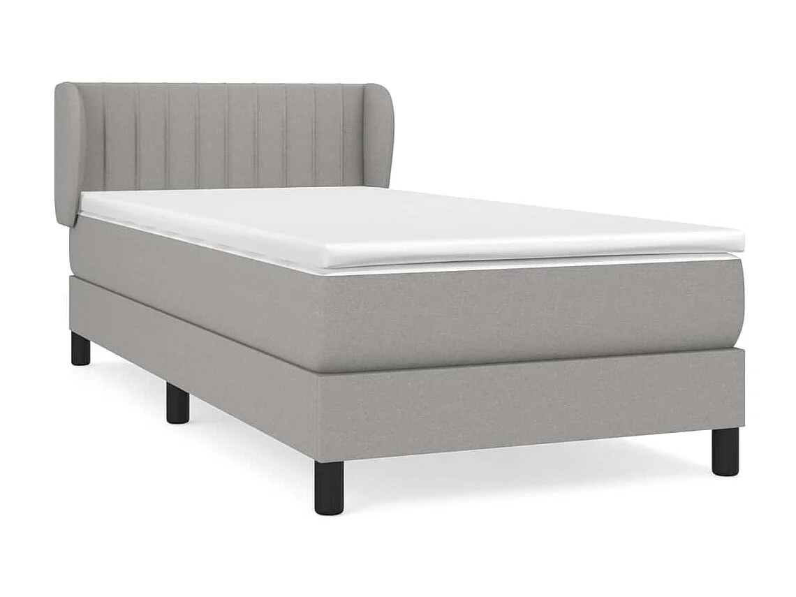 Ensemble complet boxspring - 90x190 cm + sommier tapissier + matelas Gris clair Tissu SRGW69726