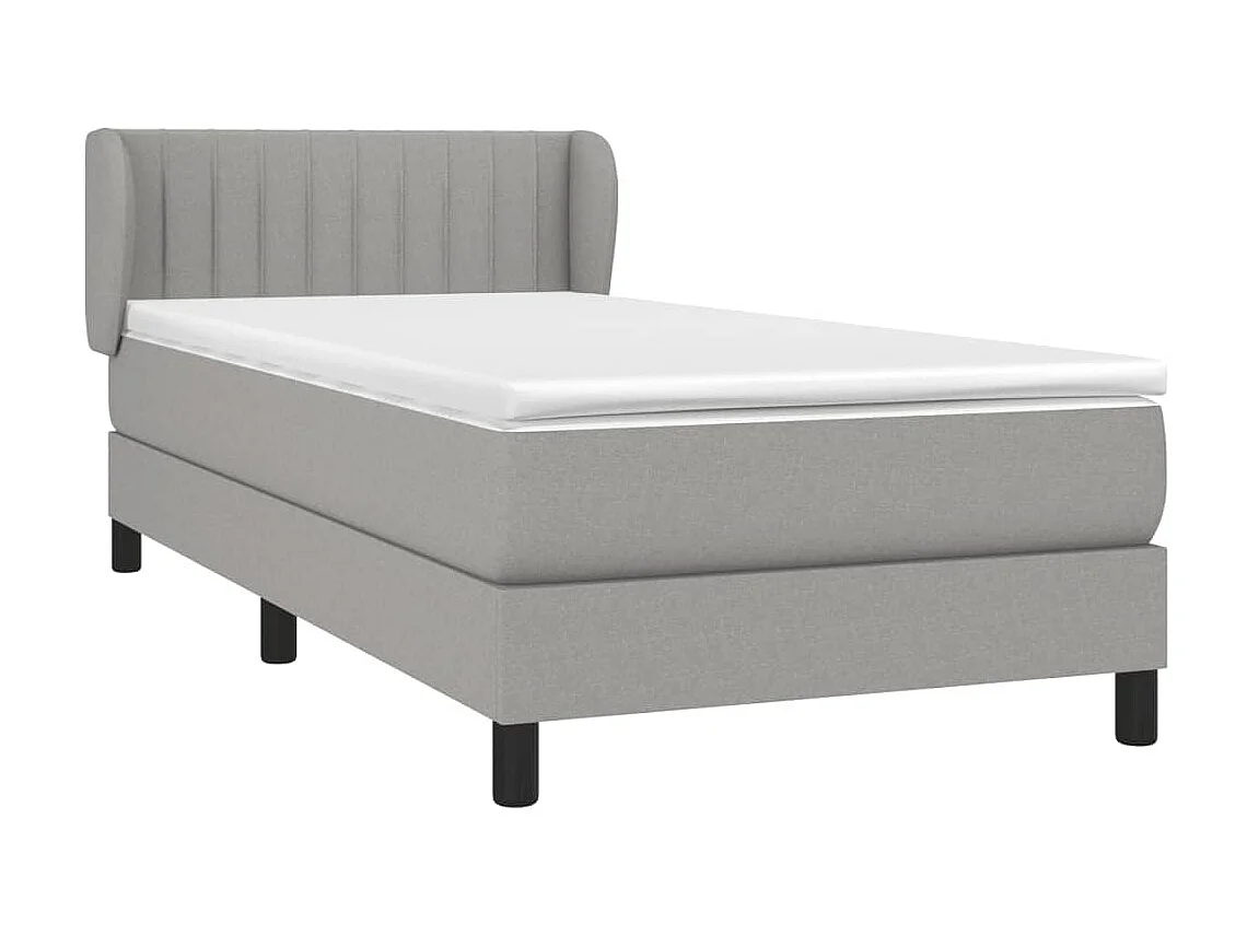 Ensemble complet boxspring - 90x190 cm + sommier tapissier + matelas Gris clair Tissu SRGW69726