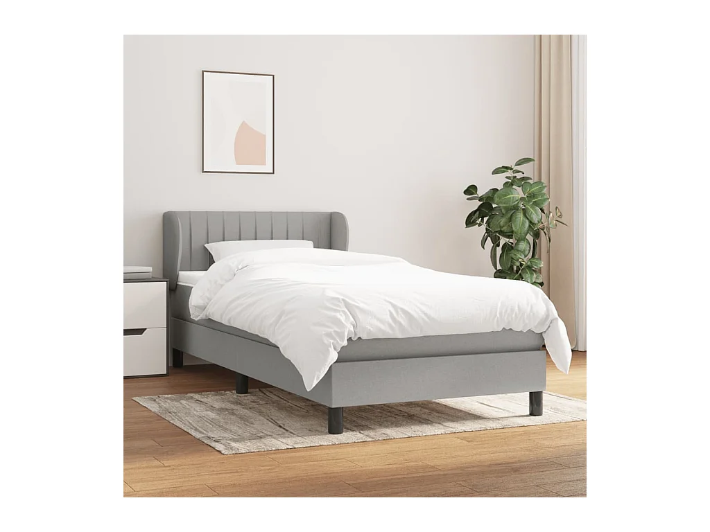 Conjunto Boxspring - 90x190 cm + Somieres + colchón tela gris claro ES35676