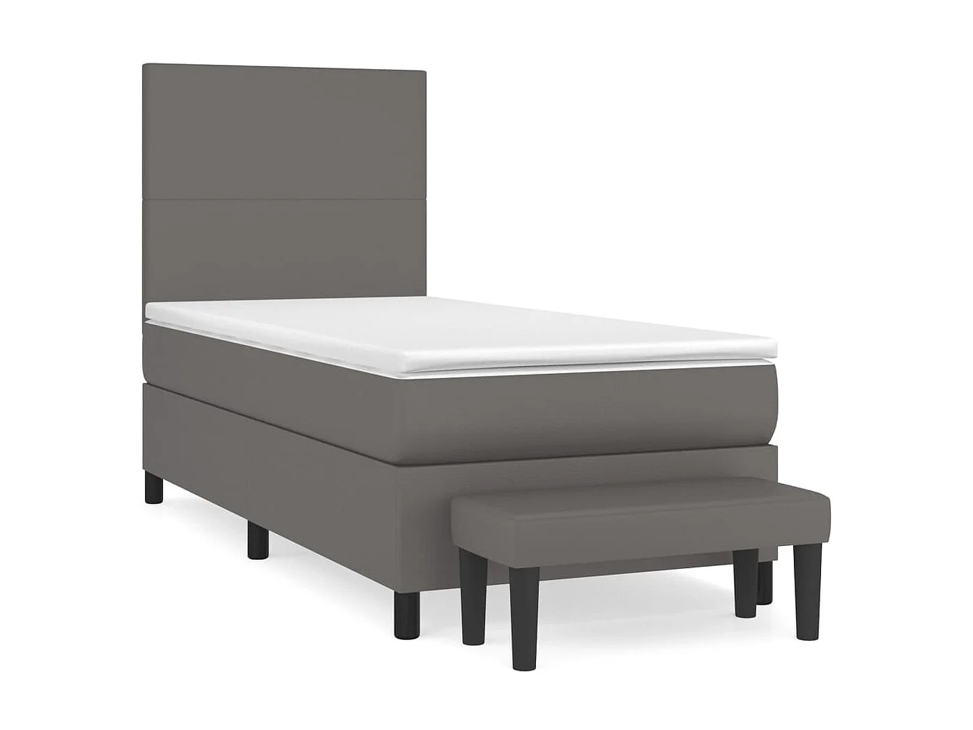 Cama continental com molas+ colchão 90x200 cm couro artificial cinzento PT944582