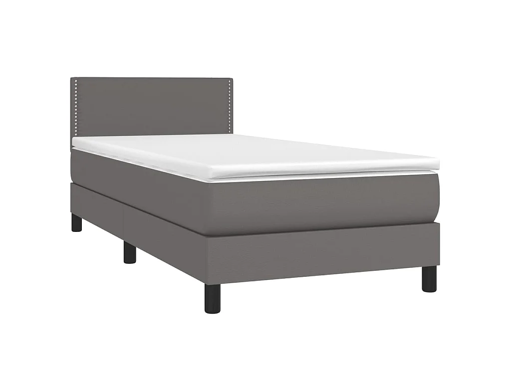 LED-Boxspringbett mit Matratze,Bett für Schlafzimmer Grau 90x190 cm Kunstleder -CFW46181