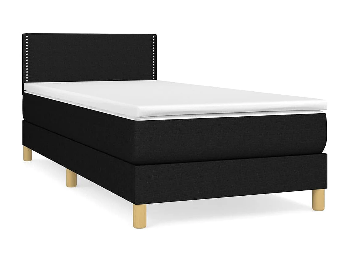 Ensemble complet boxspring - 90x200 cm + sommier tapissier + matelas Noir Tissu SRGW13723